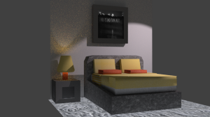 3D model of a bed (made in Blender) ft. Jenny Holzer's "This is no Fantasy"